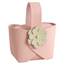 微笑情人節包裝花朵點綴人造皮革巧克力袋, 粉紅色, 10個