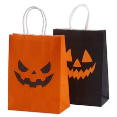 indi.k 萬聖節南瓜禮物提袋 2款 x 5入組, 1套, 黑色, 橘色