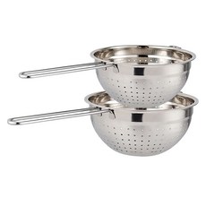 HAKOYA 不鏽鋼手柄濾水籃2件組, 銀色, 1套