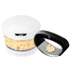 Dailygongam 按壓式切片器 + 大蒜搗碎器套組, 白色 + 灰色(切片器), 黑色(大蒜搗碎器), 1套