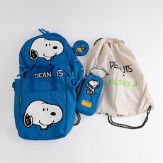 ILoveJ Snoopy藍色流行新學期書包 + 鞋袋 + 鉛筆盒套組
