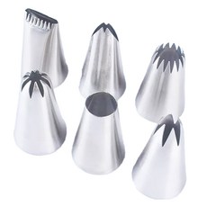 Bestom 不鏽鋼造型擠花嘴 大 6件組, 1個, 6種擠花嘴, 單一顏色