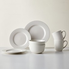 Modern House 奧斯陸西式餐具雙人7件組, 白色, 大盤 + 中盤 2入 + 碗 2入 + 馬克杯 2入, 1個