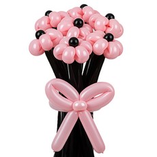 Sempertex 造型氣球 雛菊鬱金香花束製作 7朵組, 1套, 粉紅色與黑色