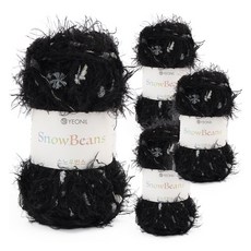 YEONIL Brandyan 雪豆毛線 編織線, 18 黑灰色毛球, 4個