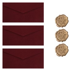 고급 린넨 용돈봉투 3p + 스탬프 3p 세트, 버건디, 1세트