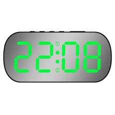 Bodamoga鏡面LED圓形桌鐘, 黑綠光