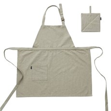 HANSSEM 100%純棉生活防水圍裙 + 隔熱墊套組, 1套, 卡其米色