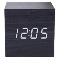 보다모가 우드 스퀘어 LED 탁상시계, 블랙