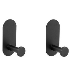 앞날창창 무타공 부착식 타원원형 벽후크, 블랙, 2개