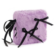 Gyeong-i商店 3孔 毛茸茸毛絨活頁夾 小卡相簿+內頁30張, 1套, 紫色(活頁夾)