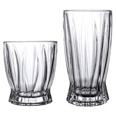 프렌치마르스 라인 글라스 홈카페 유리컵 숏 290ml + 롱 380ml 세트 FM234, 투명, 1세트