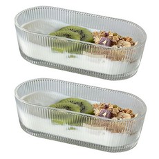 아메리칸로드 타원형 다용도 유리 접시 YK120, 스트라이프, 2개