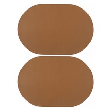 모던앳 노르딕 라운드 가죽 테이블 매트, 커피브라운, 45 x 30 cm, 2개