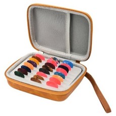 Toppia 半網皮革撥片收納夾 棕色 + 24片撥片組, 1套