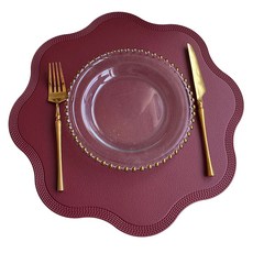 花瓣圓形防水餐墊, 紅色, 38 x 38 cm, 1個