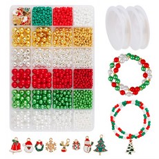 마다꾸미 비즈공예 팔찌 귀걸이 목걸이 만들기 키트 세트, 01 크리스마스, 1세트