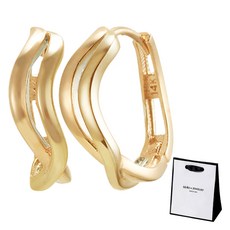 새미쥬얼리 여성용 14K 물결콤비 원터치 귀걸이 + 쇼핑백