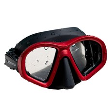 SooOli 旅行用浮潛自由潛水雙眼面鏡 + 收納盒組合, 黑紅色