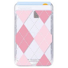 유스픽 디자인 맥세이프 슬라이드 카드포켓, 135 아가일체크 핑크, 1개