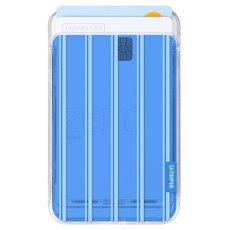 유스픽 디자인 맥세이프 슬라이드 카드포켓, 116 더블스트라이프패턴 블루, 1개