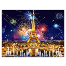 Npic Art 畫布型 鑽石畫 DIY 套組 40 x 50cm, MK115 煙火艾菲爾鐵塔, 1個