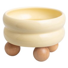 DING DONG PET 寵物圓形木架 + 陶瓷碗套組, 1套, 奶油色(碗)
