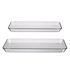 方形託盤 2件組, 1套, 透明