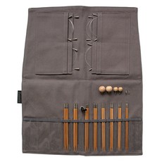 SEEKNIT yarna Curve 可換式 First 織針 12.5cm 8種 x 2p + 編織線 4種 + 布質收納包 + 檔頭 2p + 線材連接器套組 60248, 織針(木質), 收納包(深灰色), 1套