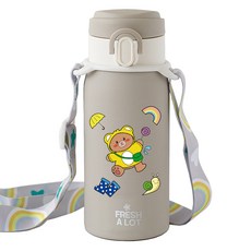 FreshALot Milky 保溫保冷一鍵式隨行杯 + 背帶 + 貼紙套組, 1個, 灰色