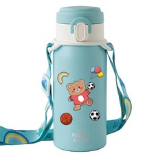 프레쉬어랏 밀키 보온보냉 원터치 텀블러 + 스트랩 + 스티커 세트, 블루, 300ml, 1개 블루, 300ml, 1개