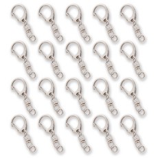 Inp 旋轉鑰匙圈材料 D型扣環, 20個, 銀色