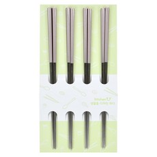 kitchen U 不鏽鋼304彩色真空筷 23cm 4雙, 1個, 筷子 4雙, 粉紅色