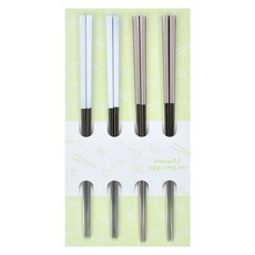 키친유 스텐 304 컬러 진공젓가락 23cm 2종 x 2p 세트, 화이트, 핑크, 1세트, 젓가락 4p