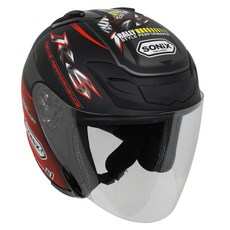 AURA SONIX Aura開放式面罩摩托車安全帽 JX-5 R6, 1 R6 啞光紅