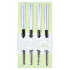 kitchen U 不鏽鋼304彩色真空筷 23cm 4雙, 1個, 筷子 4雙, 白色