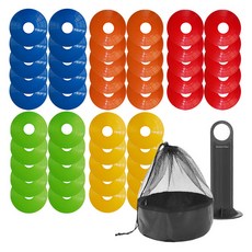 Market Plan 訓練用碟形錐 5種 x 10入組, 1套, 藍色, 紅色, 綠色, 黃色, 橘色