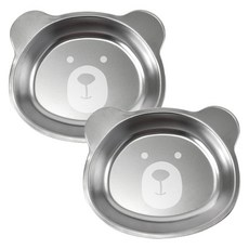 kitchen U 小熊304不鏽鋼點心盤, 銀色, 2個