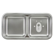 kitchen U 幼兒用小熊304不鏽鋼2格加深餐盤, 單一顏色, 1個, 單品