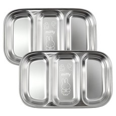 키친유 유아용 미피 스텐 304 3구 나눔접시, 2개