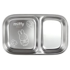 kitchen U Miffy 幼兒用304不鏽鋼雙格分隔餐盤, 單一顏色, 1個, 單品