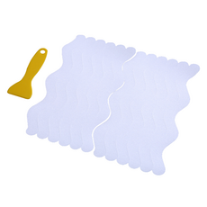 Aurafam 浴室浴缸防滑波浪貼條 S型 + 刮板組, 透明(膠帶), 1套