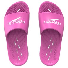speedo 女款 Logo Slide 拖鞋 8-12230167, PINK + WHITE(8-1223016708), 220~225