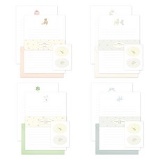 DASH&DOT To You My Dear 信紙4件組, 快樂小熊, 親愛的朋友, 幸運兔, 藍鳥, 1套