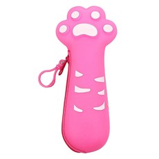 아트조이 냥발바닥 실리콘 젤리 파우치형 필통, 1개, 핫핑크