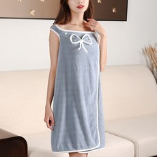 吸水性佳的浴袍, 藍色緞帶, 1個