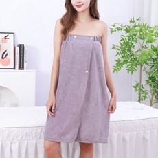 INART 女款防滑落扣環式浴袍 140 x 70 cm, 1個, 灰紫色