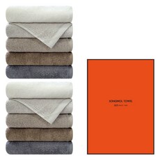 Songwol 松月 Natural Cozy 飯店毛巾 5件組 + 收納盒套裝 150g 30支棉紗, 象牙白, 淺灰色, 淺棕色, 深棕色, 深灰色, 2套