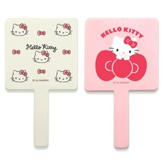 뷰티홈 산리오 헬로키티 미니 손거울 2종 세트, 연핑크(미니), 아이보리(패턴 미니), 1개