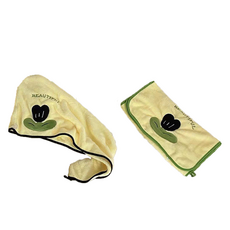 원이네 소프트 튤립 세수타월 60 x 25 cm + 헤어타월 35 x 75 cm 세트, 녹색튤립, 1세트